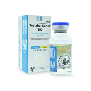 Testosterone injection vial and box